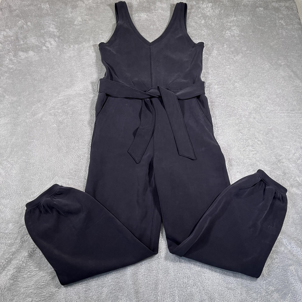 Lululemon Ease of It‎ All V-Neck Jumpsuit Womens 4 Black Modal Tie Waist Lounge